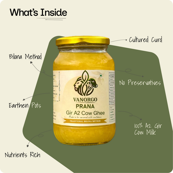 Vanorgo Prana A2 Gir Cow Ghee – 500 ml